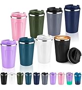 Volhoply 12 oz Double Wall Insulated Vacuum Travel Coffee Mug with Flip Lid Bulk 8 Pack,Reusable ...