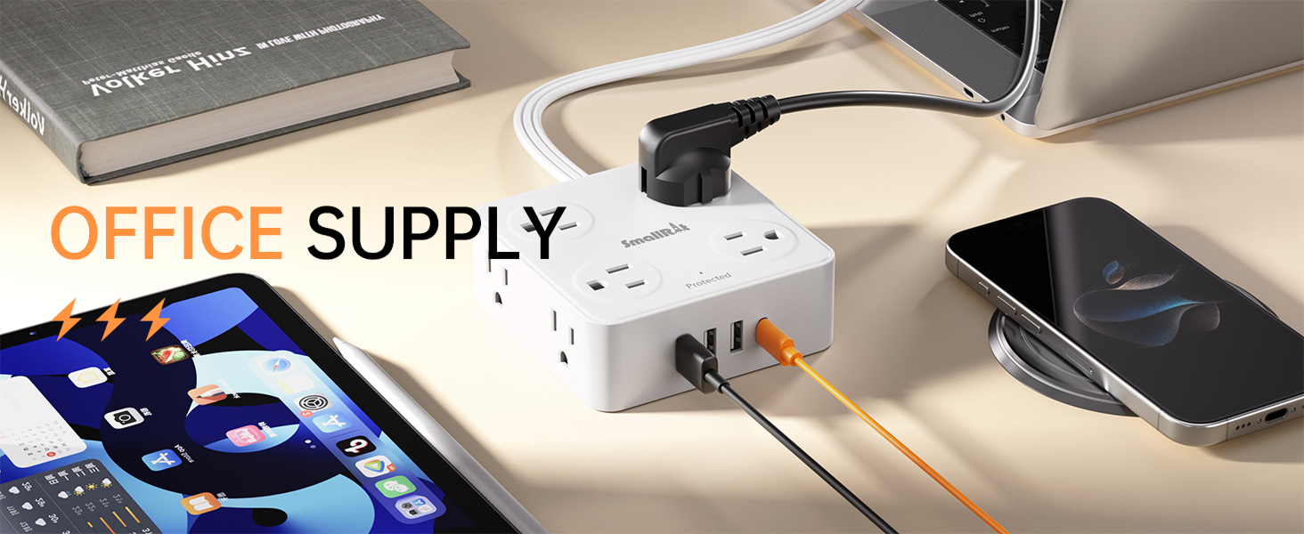 surge protector power strip flat plug