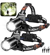 crazybrace Rechargeable Headlamp High Lumens 2Pack, 990000 Lumen Super Bright Led Head Lamp with ...