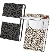 2Pack Business Card Holder,PU Leather Business Card Case Leopard Print