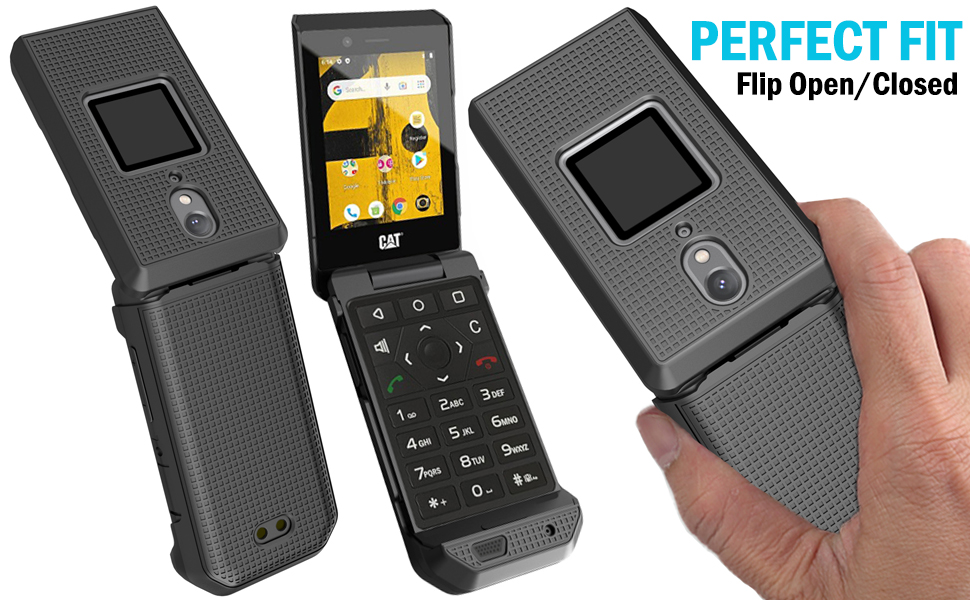 cat s22 flip phone case hard shell cover with grid texture for grip