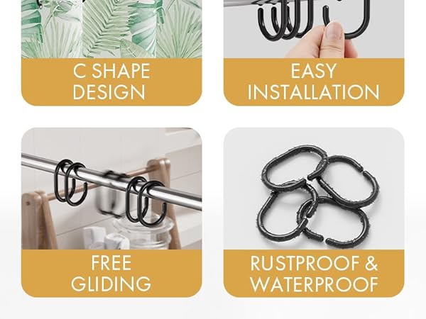 plastic shower curtain hooks