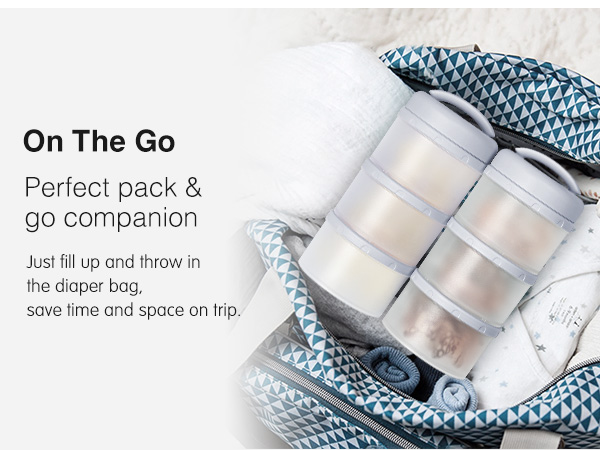 stackable formula dispenser for trip diaper bag on the go companion container protein powder