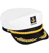 TENDYCOCO Captain Yacht Hat Embroidered Sailor Captain Cap 8.9 x 6 x 3.5 for Halloween Cosplay