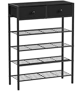 UNITSTAGE Shoe Rack for Entryway, 5 Tier Shoe Organizer with 2 Non-Woven Drawers, Metal Storage S...