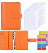 HAUTOCO Budget Binder with Zipper Envelopes for Budgeting, A6 Binder with 12pcs Zipper Binder Poc...