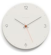 mooas Flatwood Wall Clock,12" Non-Ticking Sweep Movement Decorative Battery Operated Wall Clock f...