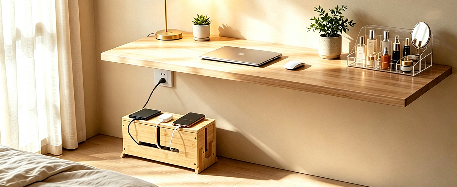 cable management box, wooden box, wood box, cord hider box, cable management