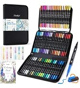 JusArt Markers for Adult Coloring Books No Bleeding, 60 Colors Coloring Markers with Dual Tips, F...