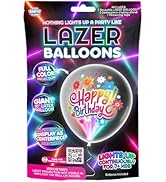 BEST PARTY EVER! Lazer Balloons 18” Happy Birthday Flowers Light Up Balloon, Giant Birthday Ballo...