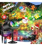 Christmas Projector Lights Outdoor Waterproof, 20 Slides & 8 Bright HD Patterns, Firefly & Ocean ...