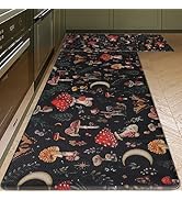 Rugs for Kitchen Floor 2PC Non Slip Anti Fatigue Butterfly Soft Standing Mat for Floor Black 17"x...
