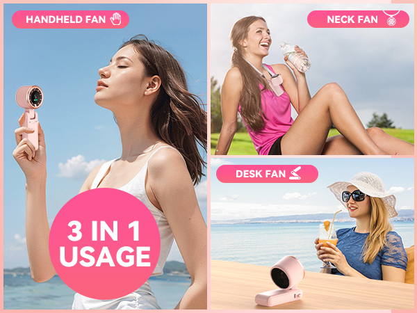 3in1 portable fans neck desk rechargeable fan hand fans fan portable summer outdoor cooling air
