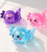 Asgzed Axolotl Squishy Stress Relief Cute Glitter Squishes Axolotl 3 Pack | Slow-Rising Fidget Se...