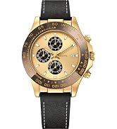 Casotime Men's Leather Chronograph Watch,Luminous Hands,Gift for Him | 30M Water Resistant Dress ...