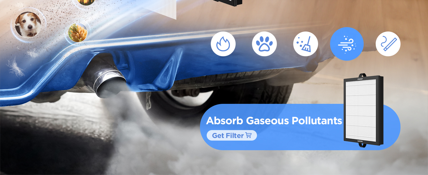 Activated carbon air filter removes harmful gaseous pollutants for healthier indoor air quality