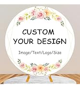 BELECO Custom Round Backdrop Cover 7.2FT Customized Circle Backdrop Cover Upload Image Logo Text ...