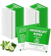 Travel Size Deodorant Body Wipes Bulk, Individually Wrapped Disposable No Rinse Shower Deodorizin...
