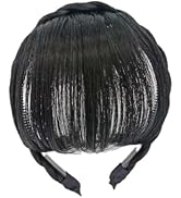 Jizlan 1PC Black Natural Fake Bangs Hair Piece Clip Long Wig Synthetic Hair Band Bangs Headband H...