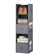 YOUDENOVA Hanging Closet Organizer, 5 Tier Hanging Closet Shelves with Drawers and 6 Side Pockets...