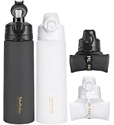 TakeToday Collapsible Water Bottles 21oz 2 Pack - Leak Proof, BPA-Free, Portable Silicone Travel ...