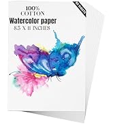 Watercolor Paper 8.5x11 inches 80 Sheets,Heavyweight Artist Paper 140lb/300GSM Cold Press Natural...