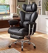 DUMOS Big and Tall Office Chair 350 LBS, Scratch-Resistant PU Leather Executive Office Desk Chair...