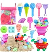 Meaicezli Beach Toys, Ice Cream Sand Toys with Collapsible Beach Bucket, Ice Cream Scoop and Cart...
