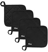 KLEX 4pcs Set, 330gsm Heat Resistant Durable Cotton Potholders for Cooking, Baking and Grilling, ...