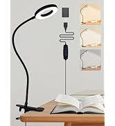 Desk Light,3 Colors+10 Brightness Clip on Lamp,550lm Bright Clip on Light for Bed Headboard/Table...