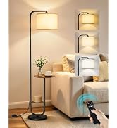 OUTONLIFE Floor Lamp with Table, Remote Control, Foot Switch, Dimmable Standing Lamp with 3 Color...