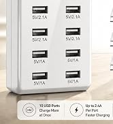 MAUSLGE USB hub 10 ports 5V 2.4A per port desktop charging organizer