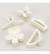 Ahoney 5 Pack White Hair Clips Cute Claw Clips for Thick Hair Flower Daisy Claw Clip Aesthetic Ha...
