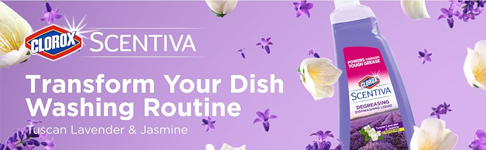 Clorox, Scentiva, Dish Soap, degreasing, dishwashing, liquid, Lavender, Coconut, Jasmine, Blossoms