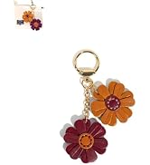 Yzikema Genuine Leather Flower Decorative Keyring Cute Leather Flower Keychains Boho Accessories ...