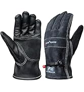 AOUCHI Leather Gardening Gloves for Men, Work Gloves for Welding, Mechanics, Construction, Thorn ...
