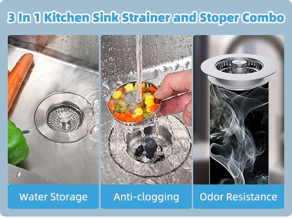 Pop Up Kitchen Sink Stopper with Detachable Basket