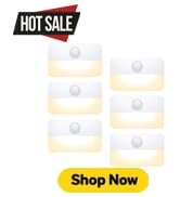 AMIR 6 Pack Mini Motion Sensor Stair Light for Indoor, Battery-Powered LED Night Light, 40 Lumen ...