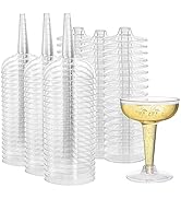Hacaroa 75 Pack Plastic Champagne Coupe, 4 Oz Champagne Glasses Cocktail Glasses, Disposable Part...