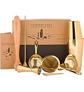 A BAR ABOVE 14-Piece Gold Craft Bar Set – Bar Accessories for The Home Bar Set - Bartender Kit w/...