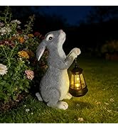 Solar Rabbit Garden Statue with Lights - Whimsical Solar Powered Bunny Figurine for Outdoor Decor...