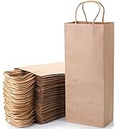 WUWEOT 50 Pack Kraft Paper Bags, 5.4"x3.3"x13" Recyclable Brown Wine Bags Paper Gift Bags Retail ...