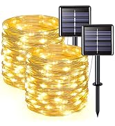 JMEXSUSS 2 Pack Warm White Solar String Lights, Total 66FT 200 LED Solar Christmas Lights Outdoor...