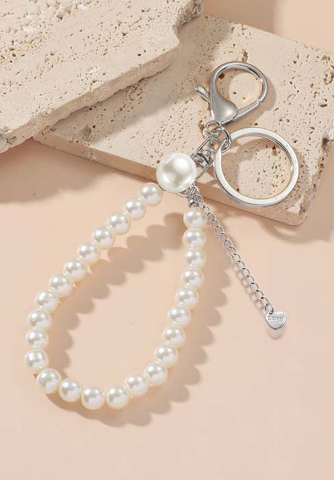 Pearl Keychain Wristlet Stretchy Pearl Keychain Wristlet
