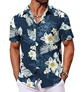 COOFANDY Mens Hawaiian Shirt Short Sleeve Button Down Shirts Tropical Floral Summer Beach Shirts