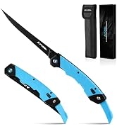 FLISSA 6.5" Folding Fillet Knife with Sheath, Fishing Knife | 5Cr15MoV Stainless Steel Blade, Raz...