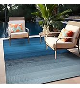 Rugshop Stripe Shade Reversible Crease-Free Waterproof Premium Recycled Plastic Outdoor Rugs for ...