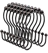 Bathway Shower Curtain Hooks Bronze Shower Curtain Rings Rust Proof Double Hook Shower Curtain Ho...