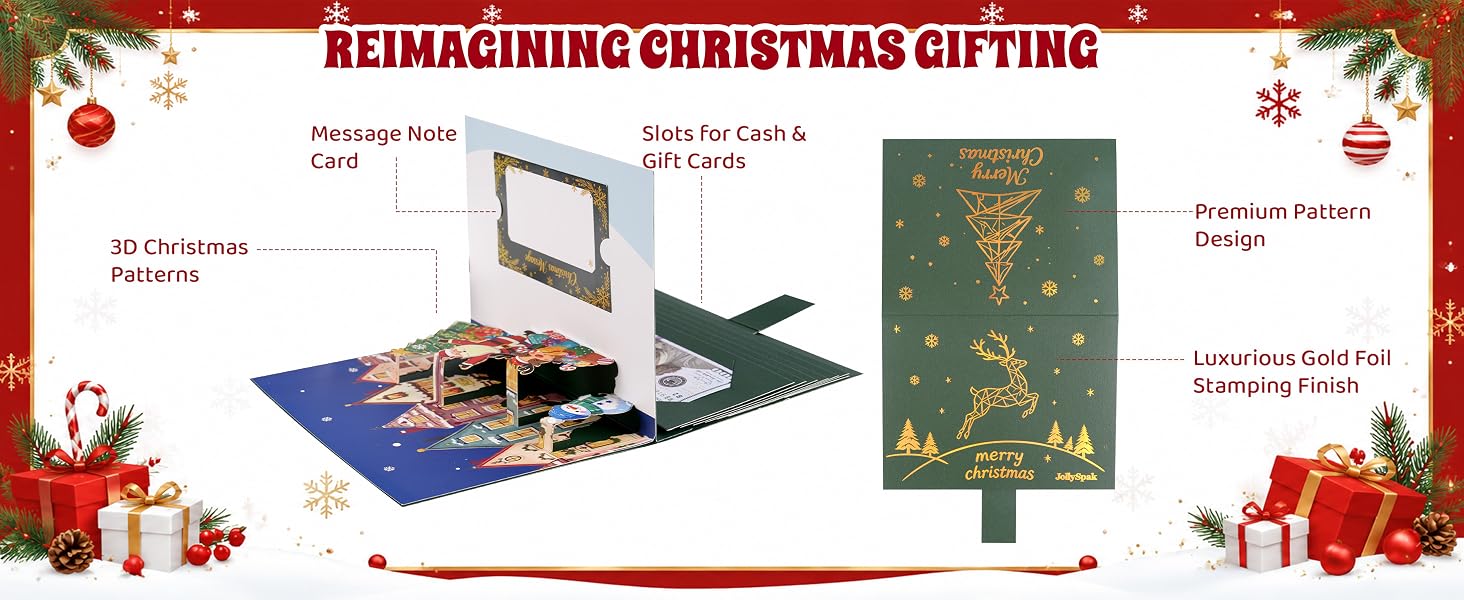 3D Pattern Pull-Out Christmas Money Holders for Cash