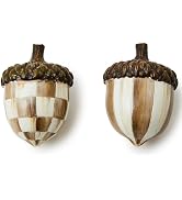 MACKENZIE-CHILDS Decorative Acorns, Resin Acorn Fall Decor for Kitchen and Home, Set of 2, Brown-...